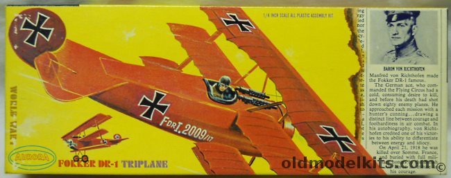 Aurora 1/48 Fokker DR-1 Triplane Newspaper Issue, 105-100 plastic model kit